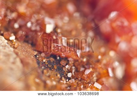 Crystals Vanadinite. Macro. Extreme Closeup