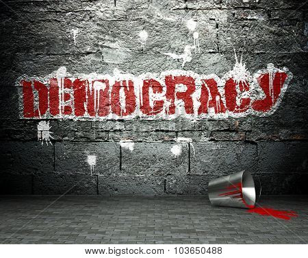Graffiti Wall With Democracy, Street Background