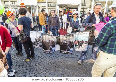 People Protest For The Welcome Culture For Refugees