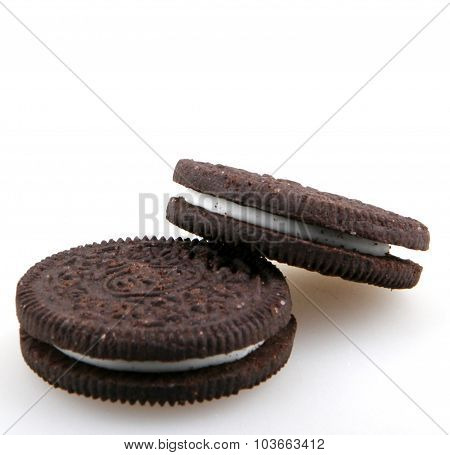 Aytos Bulgaria - October 04 2015: Oreo Isolated On White Background. Oreo Is A Sandwich Cookie Consi