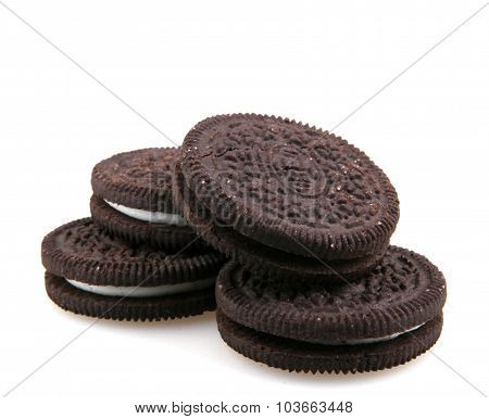 Aytos Bulgaria - October 04 2015: Oreo Isolated On White Background. Oreo Is A Sandwich Cookie Consi