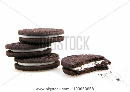 Aytos Bulgaria - October 04 2015: Oreo Isolated On White Background. Oreo Is A Sandwich Cookie Consi