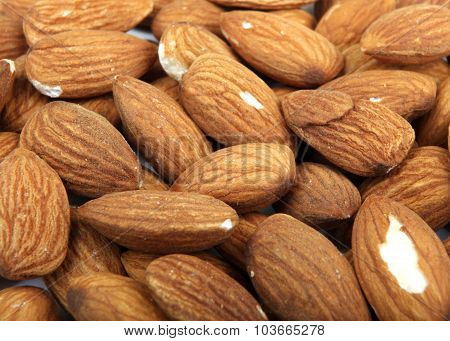 Close-up Of Almond Background. Stock Photo Image.