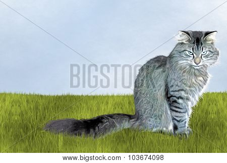 Annoyed Cat in Grass