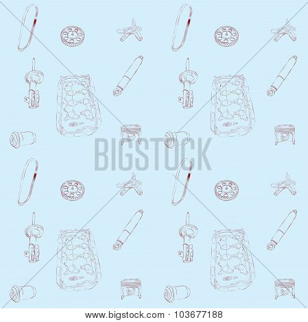 Pattern with spare parts for car