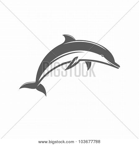 Black and white vector illustration jumping dolphins