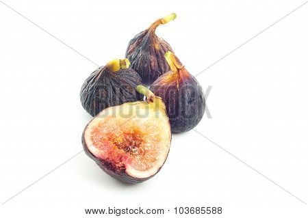 Ripe Sweet Figs Isolated On White Background.