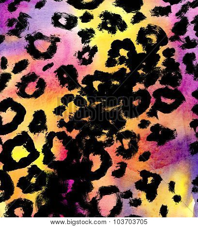 animal fur background. leopard skin abstract exotic fur watercolor hand drawn background. watercolor