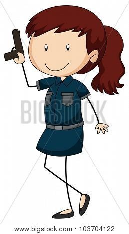 Police officer holding a gun illustration