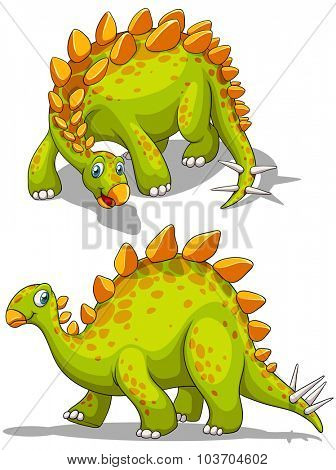 Green dinosaur with spikes tail illustration