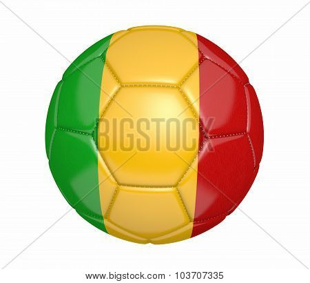 Football, also known as a soccer ball, with the national flag colors of Mali