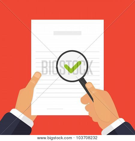 Check Of Documents Illustration A Magnifying Glass In Hand