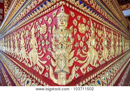Ornate Base Of The Main Altar At Wat Suan Dok, Chiang Mai, Thailand