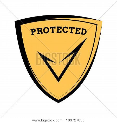Shield Icon - Protected, Black And Yellow Template