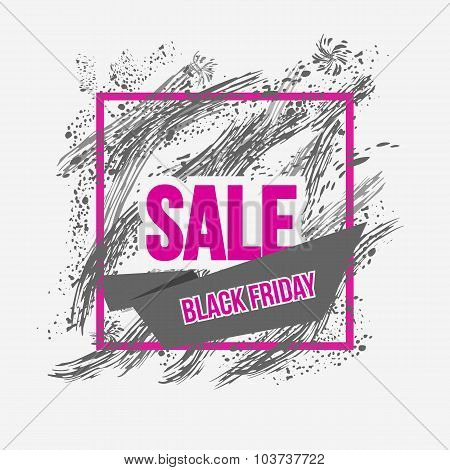 Black friday grunge frame banner. Blobs, stain, paints blot.