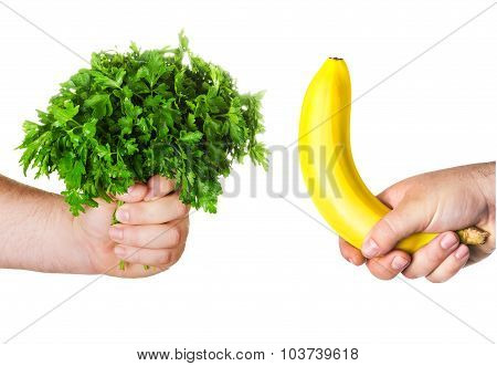 Banana Like A Big Penis And Parsley