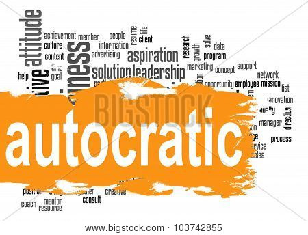 Autocratic Word Cloud With Orange Banner
