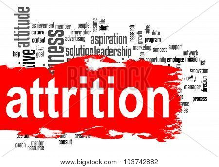 Attrition Word Cloud With Red Banner