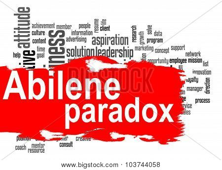 Abilene Paradox Word Cloud With Red Banner