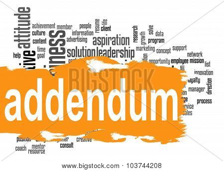 Addendum Word Cloud With Orange Banner