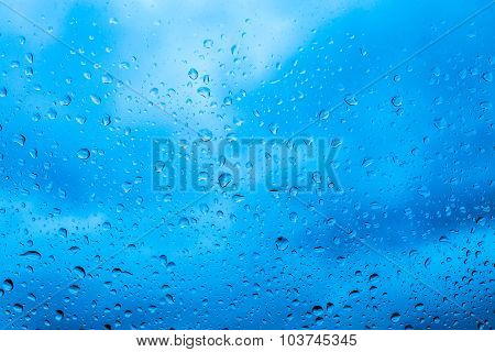 Water drops on a window glass after the rain.