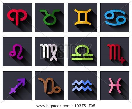 Zodiac signs. Flat design.