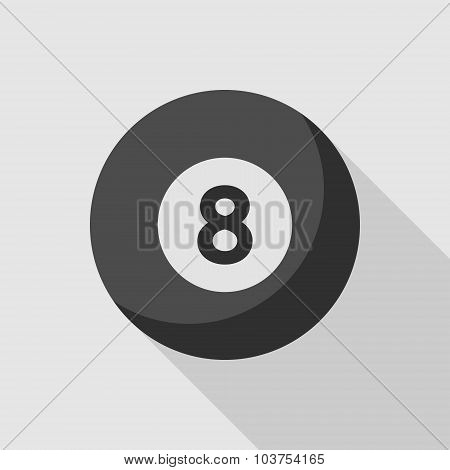 Billiard Ball Icon With Long Shadow