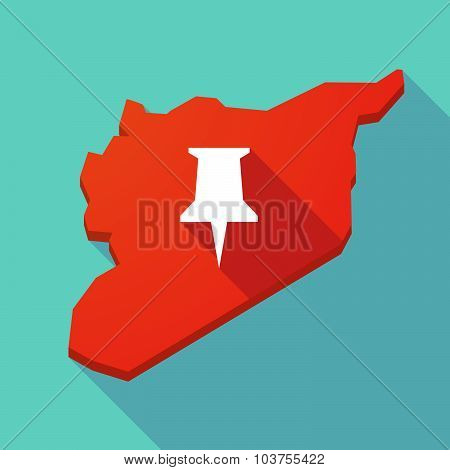 Long Shadow Syria Map With A Push Pin