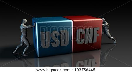 USD CHF Currency Pair or American Dollar vs Swiss Franc
