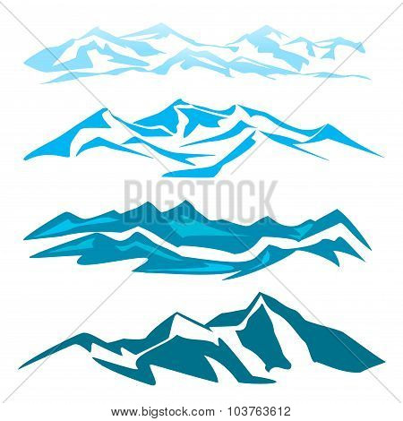 A set of several mountain obrozovanie