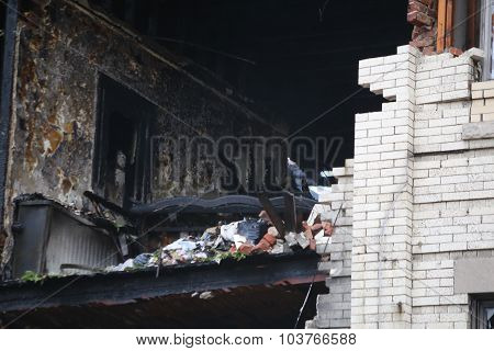 Second floor of burned out building