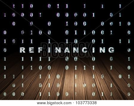 Finance concept: Refinancing in grunge dark room