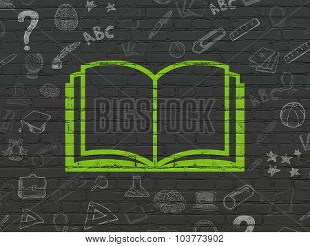 Learning concept: Book on wall background