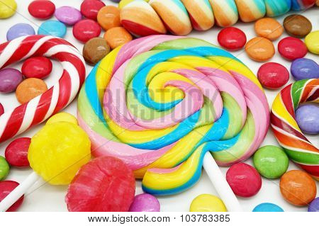 Mixed Colorful Candies Close Up
