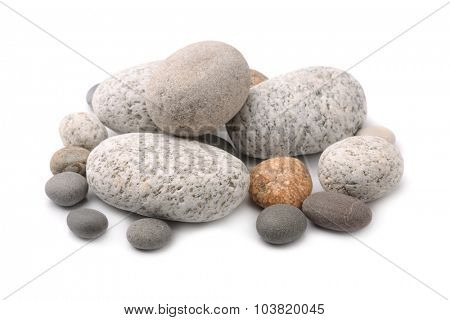 Group of various pebbels isolated on white