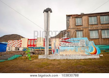 Communistic Memorial In Barentsburg, Svalbard