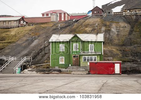 Old Port Sea Office In Barentsburg, Svalbard