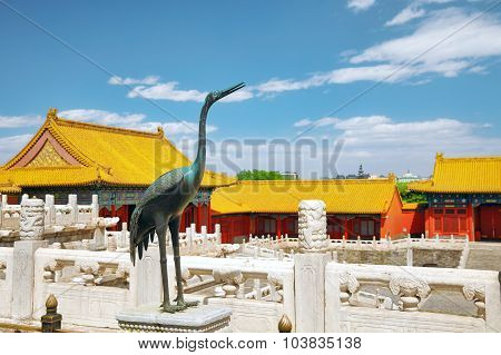 Palaces, Pagodas Inside The Territory Of The Forbidden City Museum In Beijing In The Heart Of City.f
