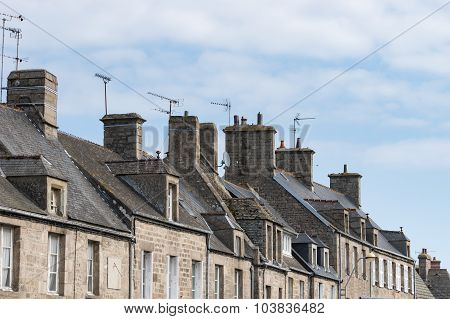 Rooftop In Barfleur With Blue Sky, France, Normandy