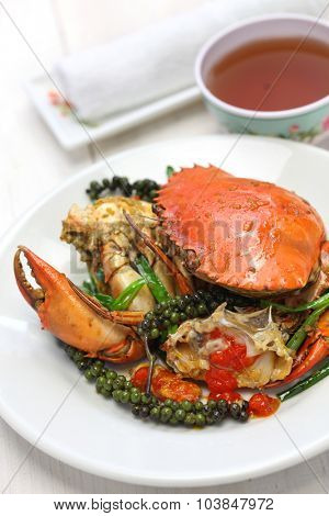stir-fried crab with green kampot pepper, cambodian cuisine