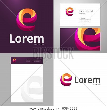 Design Icon E Element With Business Card And Paper Template