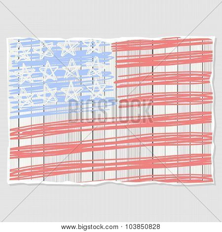 American Flag Stars Stripes 4th July Patriotic Illustration On Light Gray Background