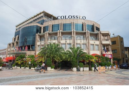 Shkoder, Albania, September, 27, 2015: The pedestrian street in the center of Shkoder - the city located at border with Montenegro