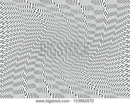 Black And White Abstract Pattern With Swirling Distortion Effect. Spiral, Twirl Background