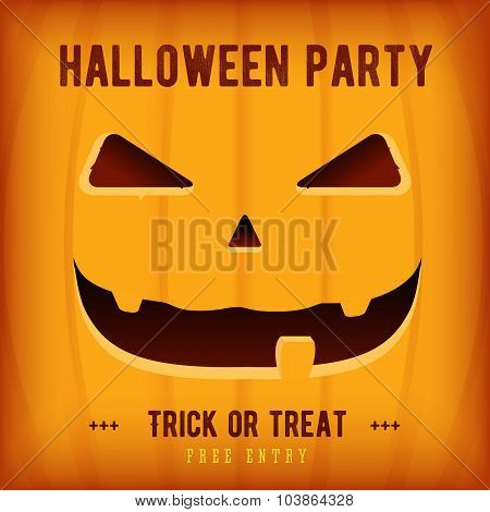 Halloween Party Poster Design template with orange pumpkin