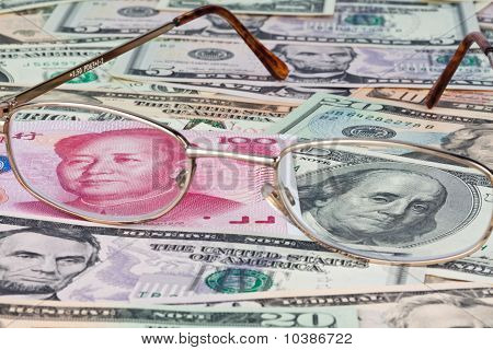 Kiina Business Yuan ja dollari
