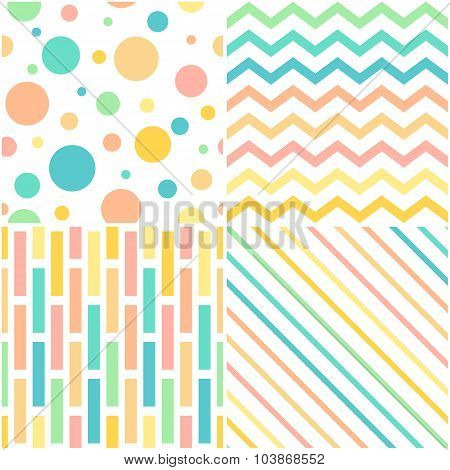 Four vector abstract seamless patterns