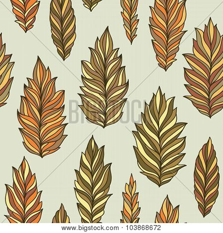 Vector background. The texture of the leaves. Seamless pattern.