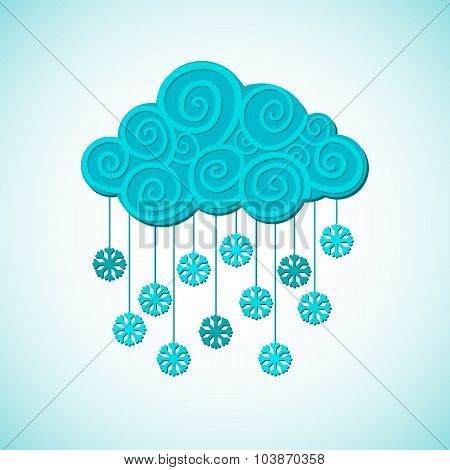 Vector cloud and snow winter weather illustration