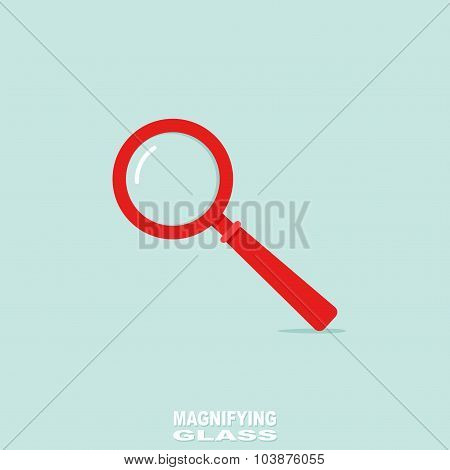 Red Magnifying Glass or Loupe. Vector Illustration